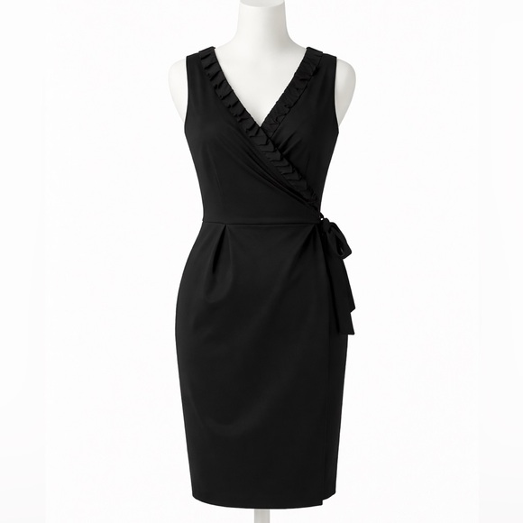 Diane Von Furstenberg Dresses & Skirts - DIANE VON FURSTENBERG Black Sleeveless Wrap-Style Sheath Dress Size 6